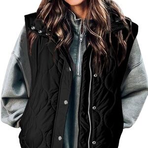 Cropped Puffer Vest Women Lightweight Quilted Stand Collar Sleeveless Jacket